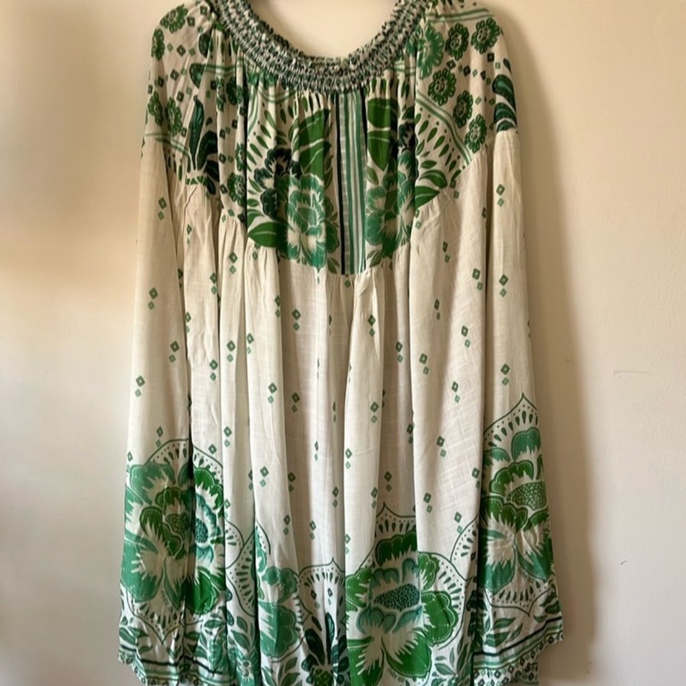 FARM Rio White and Green Floral Maxi Skirt